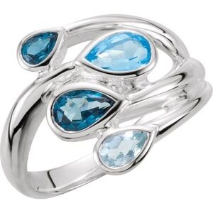 New! Natural Shades of Blue Topaz Ring
